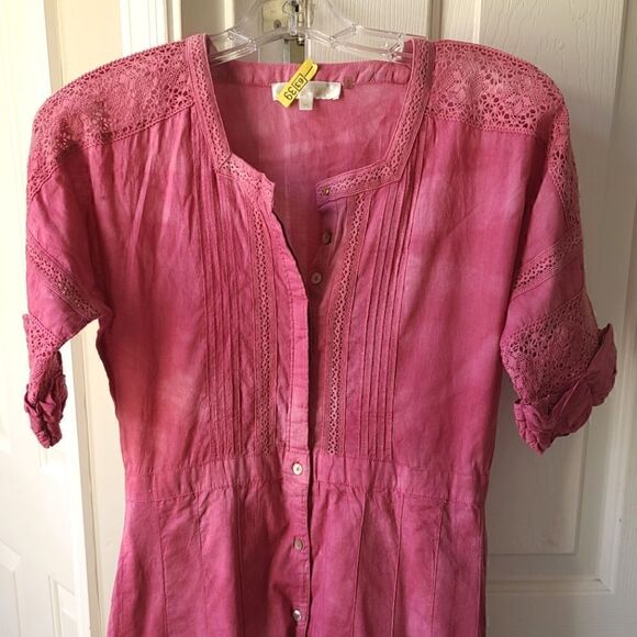 LOVESHACKFANCY Edie Dress Pink Tie Dye Lace Midi XS - Picture 7 of 16